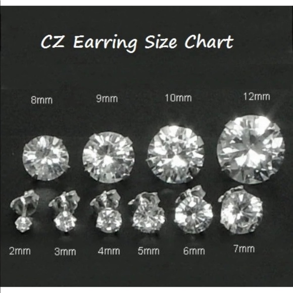 💖 Hypoallergenic Stainless Steel Cubic Zirconia Earrings 8mm NEW - Picture 8 of 12